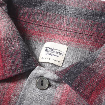 23AW ヴィンテージ加工 オンブレチェック レーヨンシャツ (Brushed Ombre Open Collar Shirt)