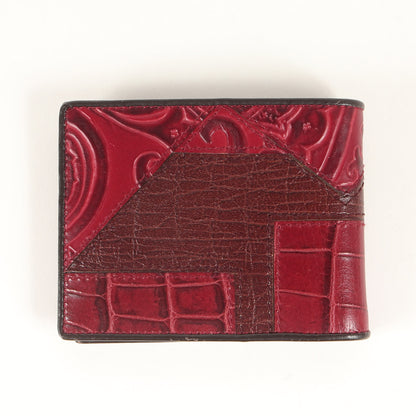 グラフィック 型押し レザー 切替 二つ折り 札入れ (10461-2487) / MADE IN ITALY