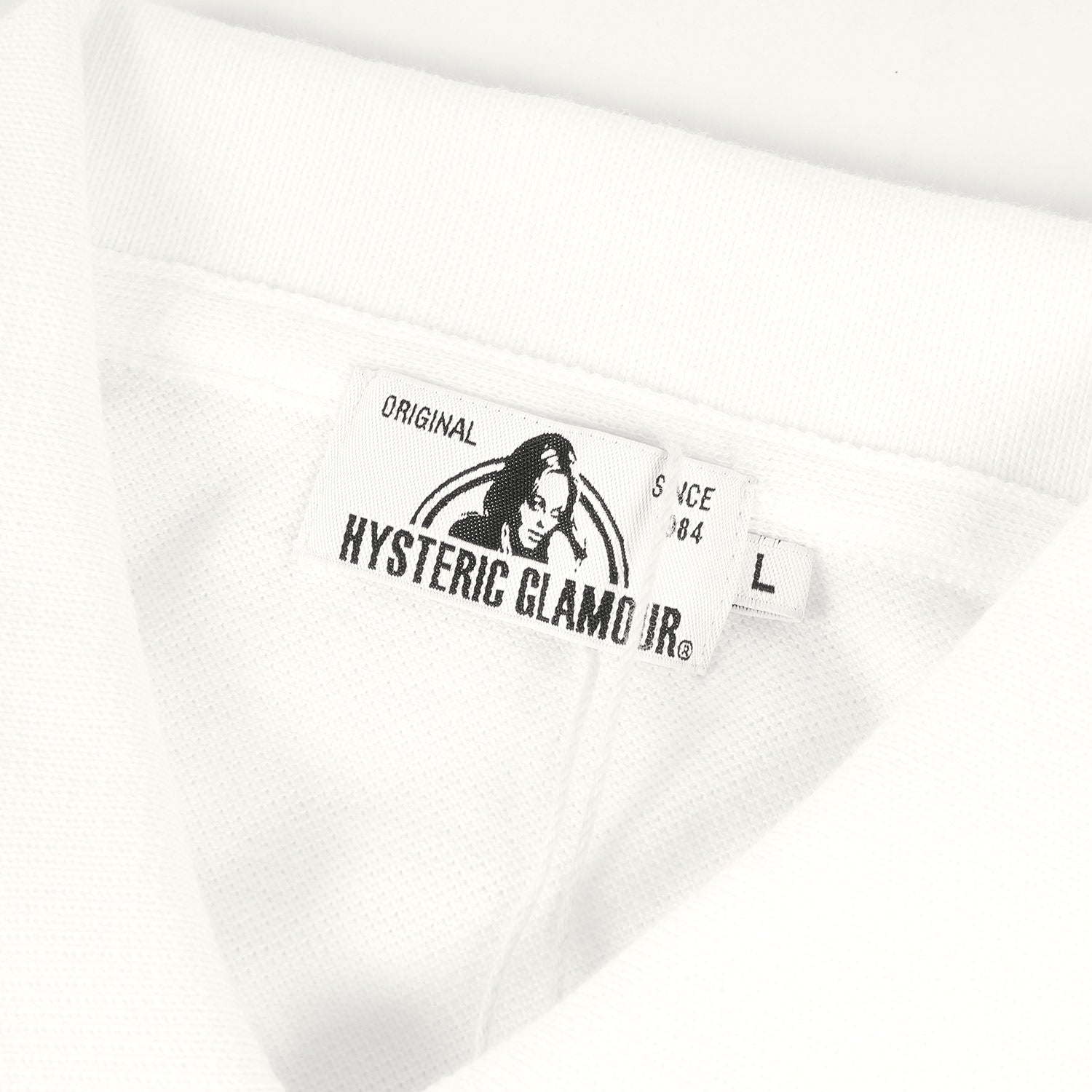 HYSTERIC GLAMOUR / 21SS/TRAVEL GIRL ポロシャツ/L/コットン/WHT/プリント/02211CH01 HYSTERIC GLAMOUR (ヒステリックグラマー) 21SS TRAVEL GIRL