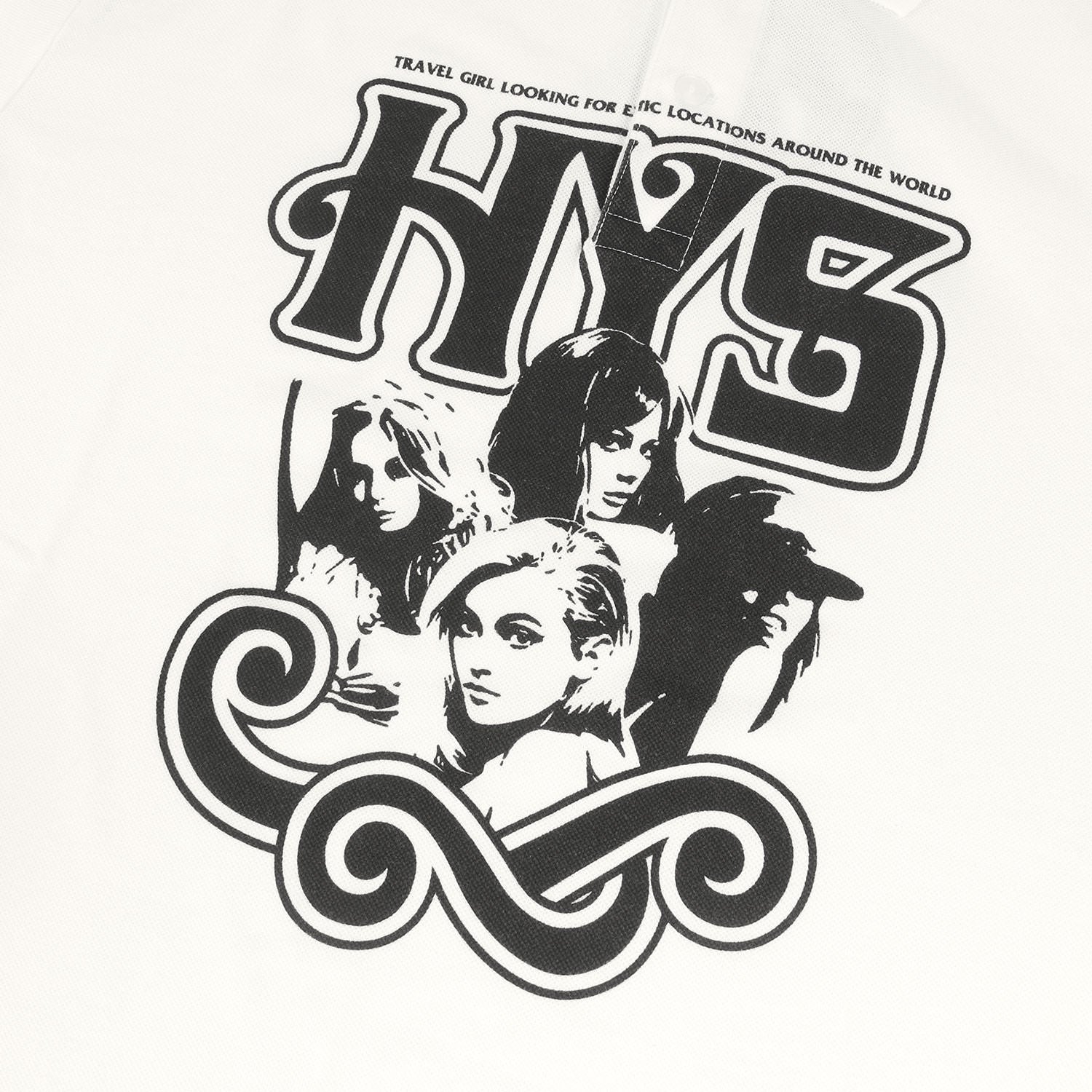 HYSTERIC GLAMOUR / 21SS/TRAVEL GIRL ポロシャツ/L/コットン/WHT/プリント/02211CH01 HYSTERIC GLAMOUR (ヒステリックグラマー) 21SS TRAVEL GIRL