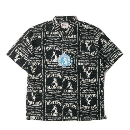 WHISKY柄 スタンダードカラー 半袖シャツ (02201AH08)