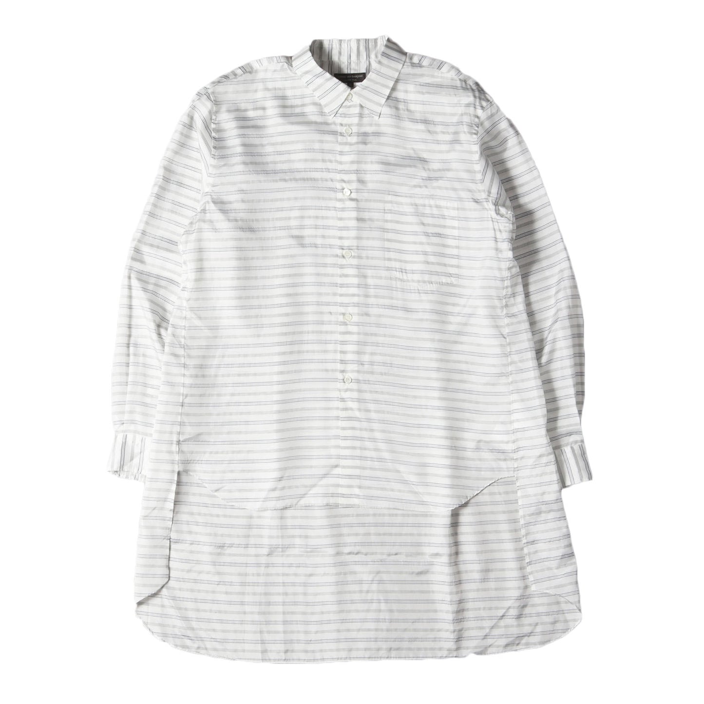 24AW ボーダー ストライプ 変型 切替 ロング シャツ (PN-B002)