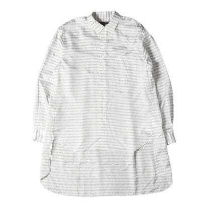 24AW ボーダー ストライプ 変型 切替 ロング シャツ (PN-B002)