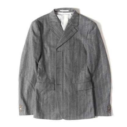 24AW ストライプ ウール ZIP シングルブレスト テーラード ジャケット (PN-J047)