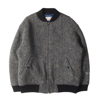 22AW ネップ混 ウール ツイード ノーカラー ブルゾン (JUMU0125W2)