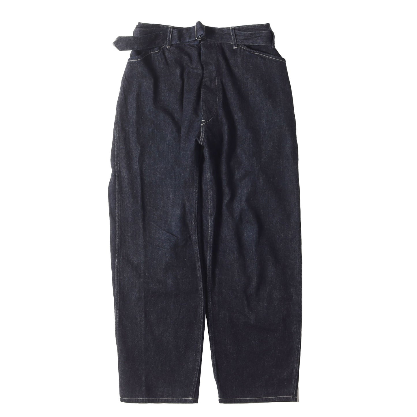 24AW ベルテッド ワイド テーパード デニムパンツ (A03-03001) / ボタンフライ