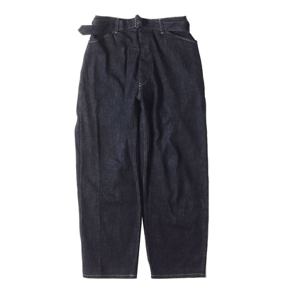 24AW ベルテッド ワイド テーパード デニムパンツ (A03-03001) / ボタンフライ