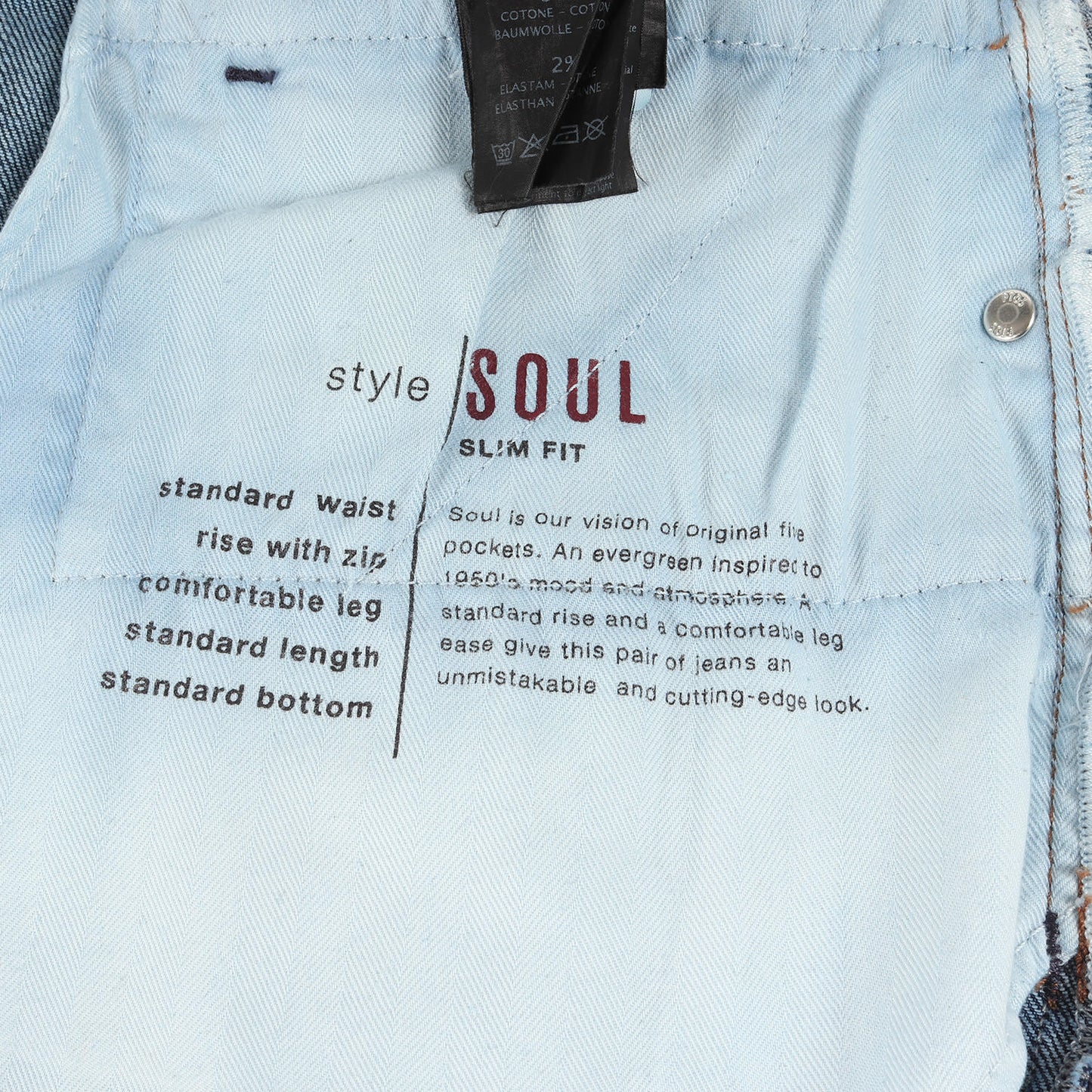 ウォッシュド スリム ストレッチ デニム パンツ (SOUL SLIM FIT）