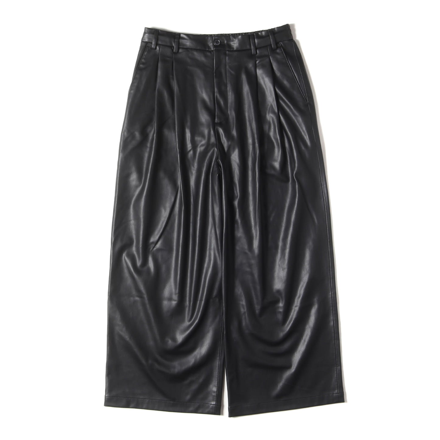 23AW × ZARA 2タック PUレザー ワイド バギー パンツ (Fake Leather Wide Leg Pants 9621/622) / ジッパーフライ