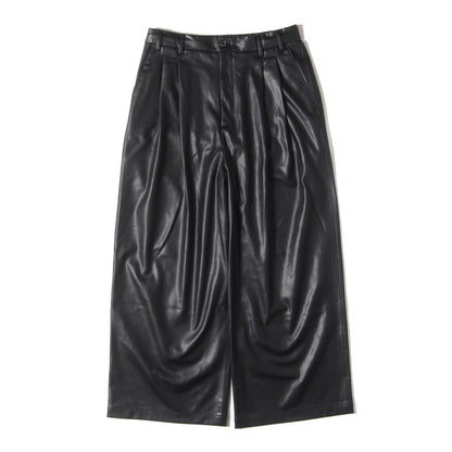 23AW × ZARA 2タック PUレザー ワイド バギー パンツ (Fake Leather Wide Leg Pants 9621/622) / ジッパーフライ