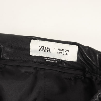 23AW × ZARA 2タック PUレザー ワイド バギー パンツ (Fake Leather Wide Leg Pants 9621/622) / ジッパーフライ
