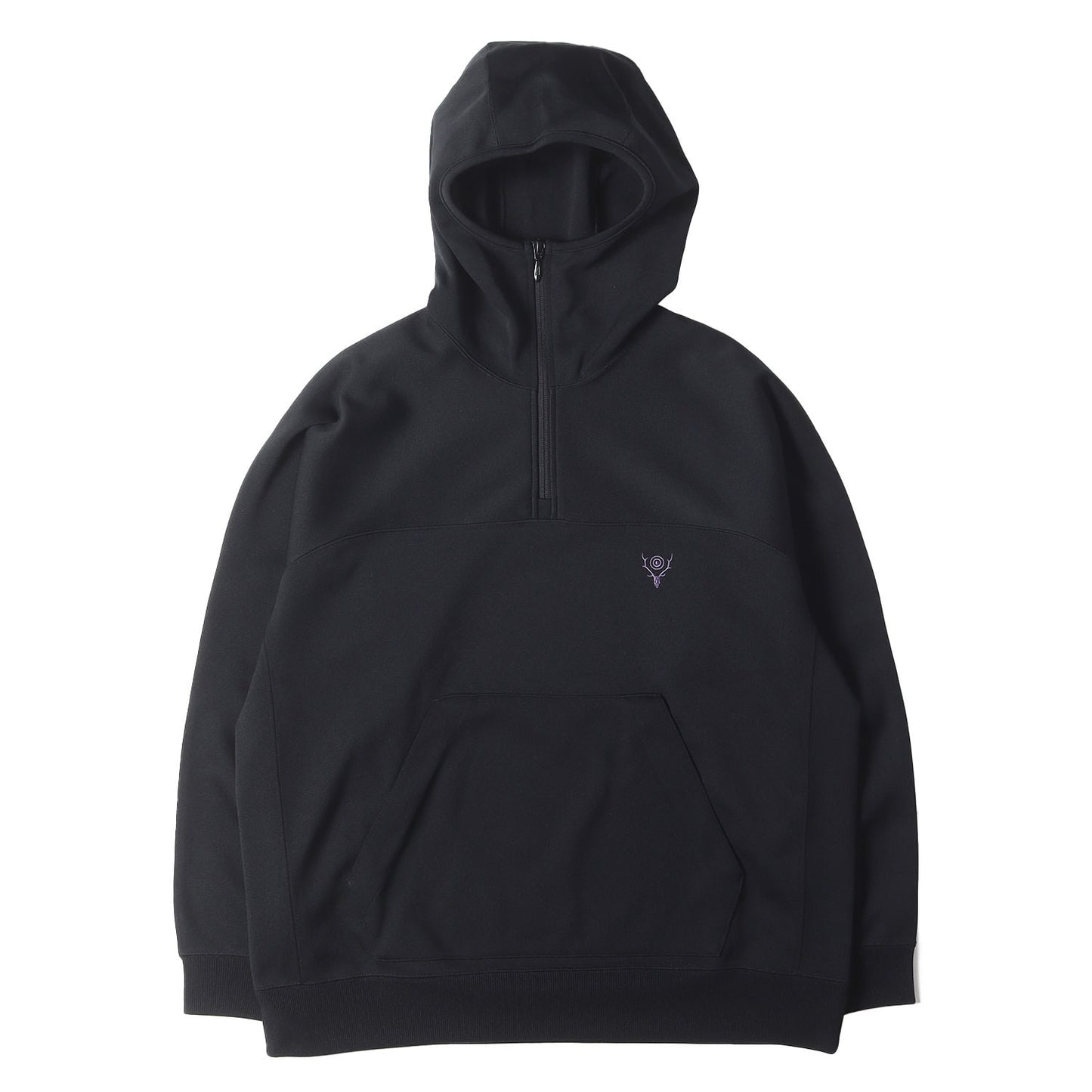 ワンポイント アイコン 刺繍 ジャージー ハーフジップ パーカー (NS813)