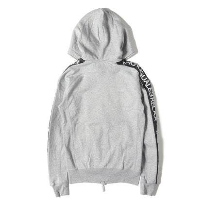 ワンポイント 折り鶴 刺繍 ロゴスリーブ ラインストーン ダブルジップ スウェット パーカー / 裏毛 RELAX