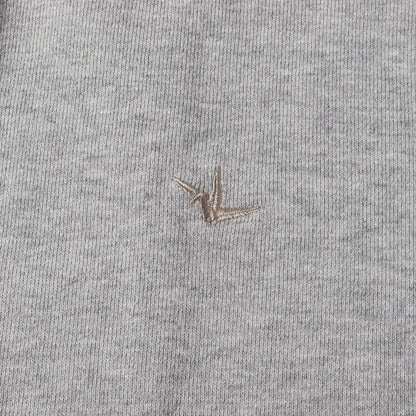 ワンポイント 折り鶴 刺繍 ロゴスリーブ ラインストーン ダブルジップ スウェット パーカー / 裏毛 RELAX