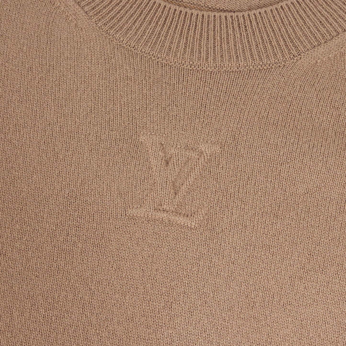 23SS エンボス LV クルーネック カシミヤ ウール ニット (1AF660)