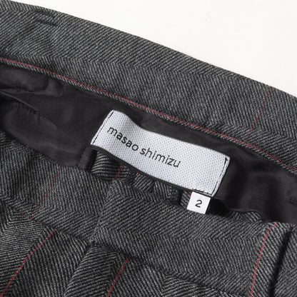 ワンタック ウインドーペン チェック ヘリンボーン 変型 スラックス パンツ