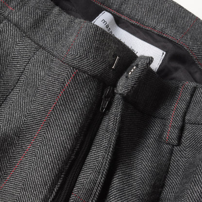 ワンタック ウインドーペン チェック ヘリンボーン 変型 スラックス パンツ