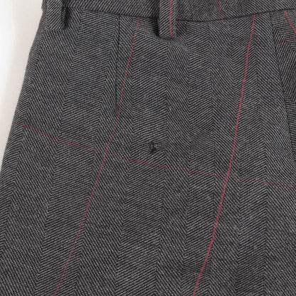 ワンタック ウインドーペン チェック ヘリンボーン 変型 スラックス パンツ