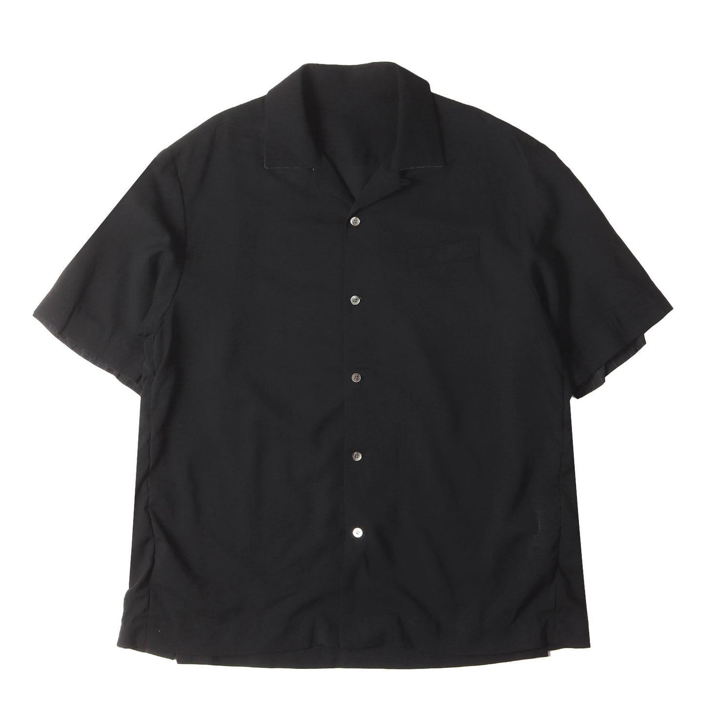 21SS 袖レイヤードスーチング オープンカラー ウール 半袖シャツ (21-02458M)