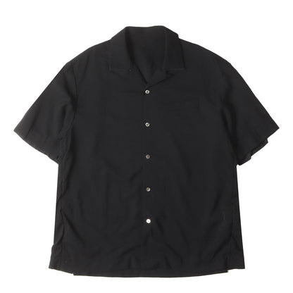 21SS 袖レイヤードスーチング オープンカラー ウール 半袖シャツ (21-02458M)