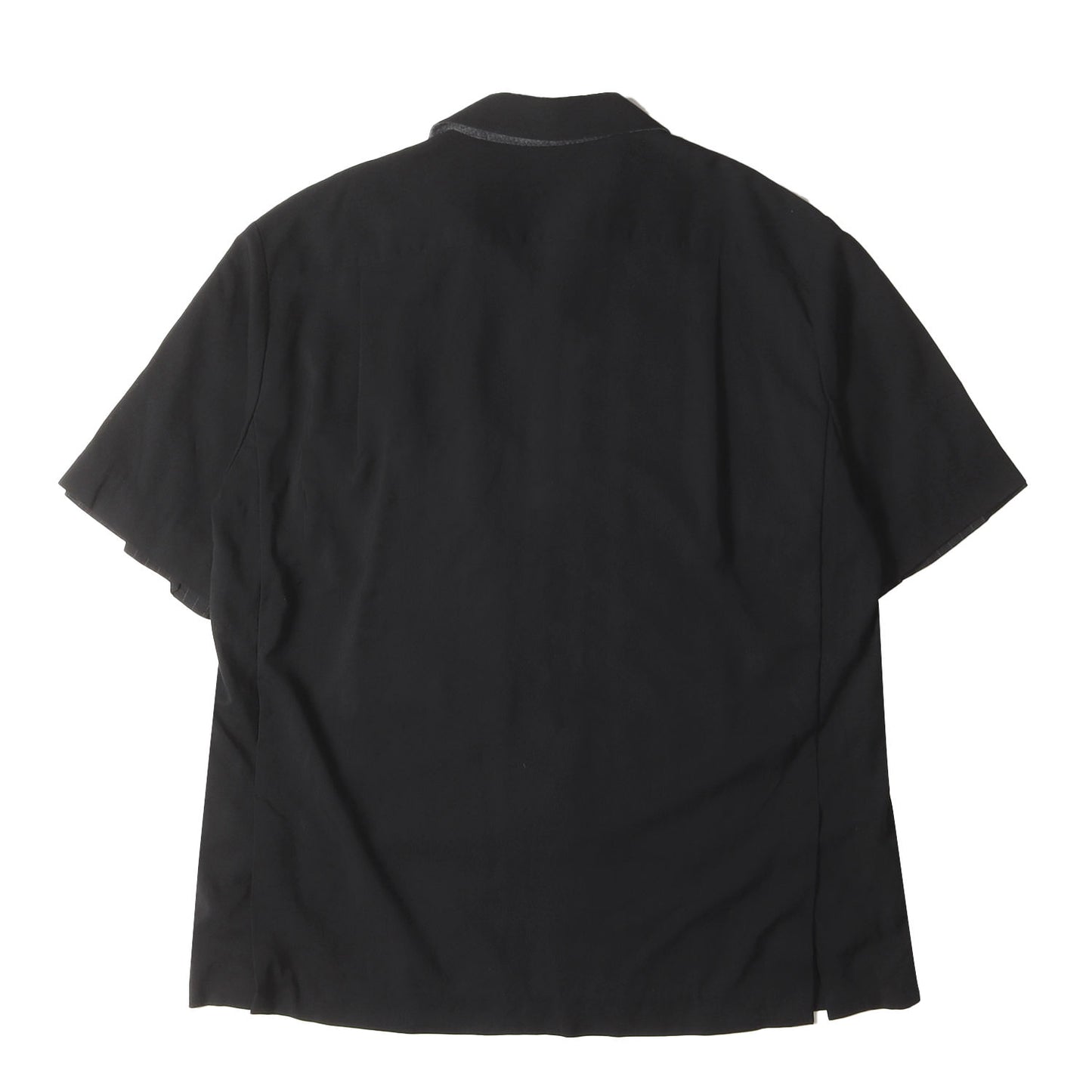 21SS 袖レイヤードスーチング オープンカラー ウール 半袖シャツ (21-02458M)