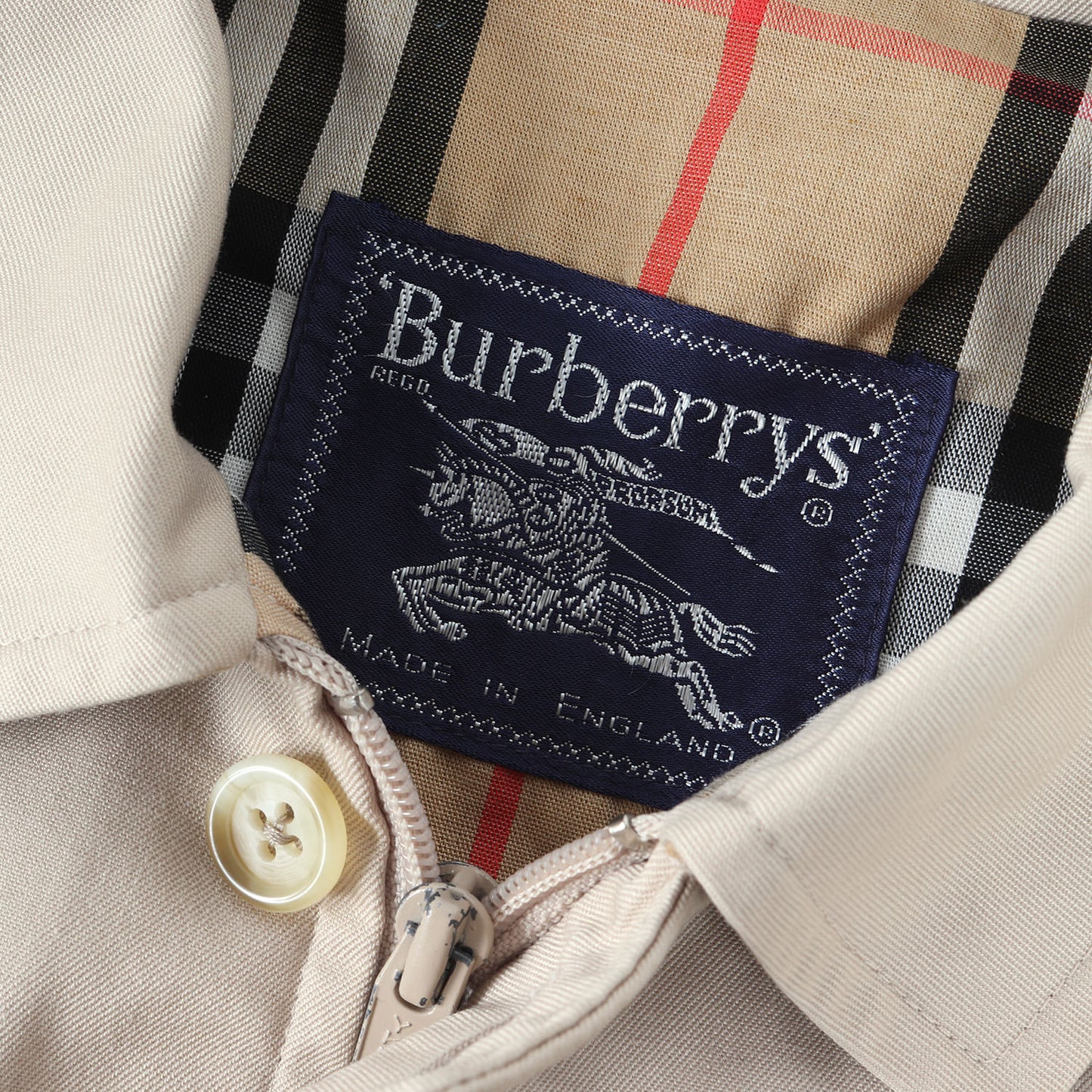 ノバチェック裏地 フライフロント ステンカラー ハーフ コート / MADE IN ENGLAND