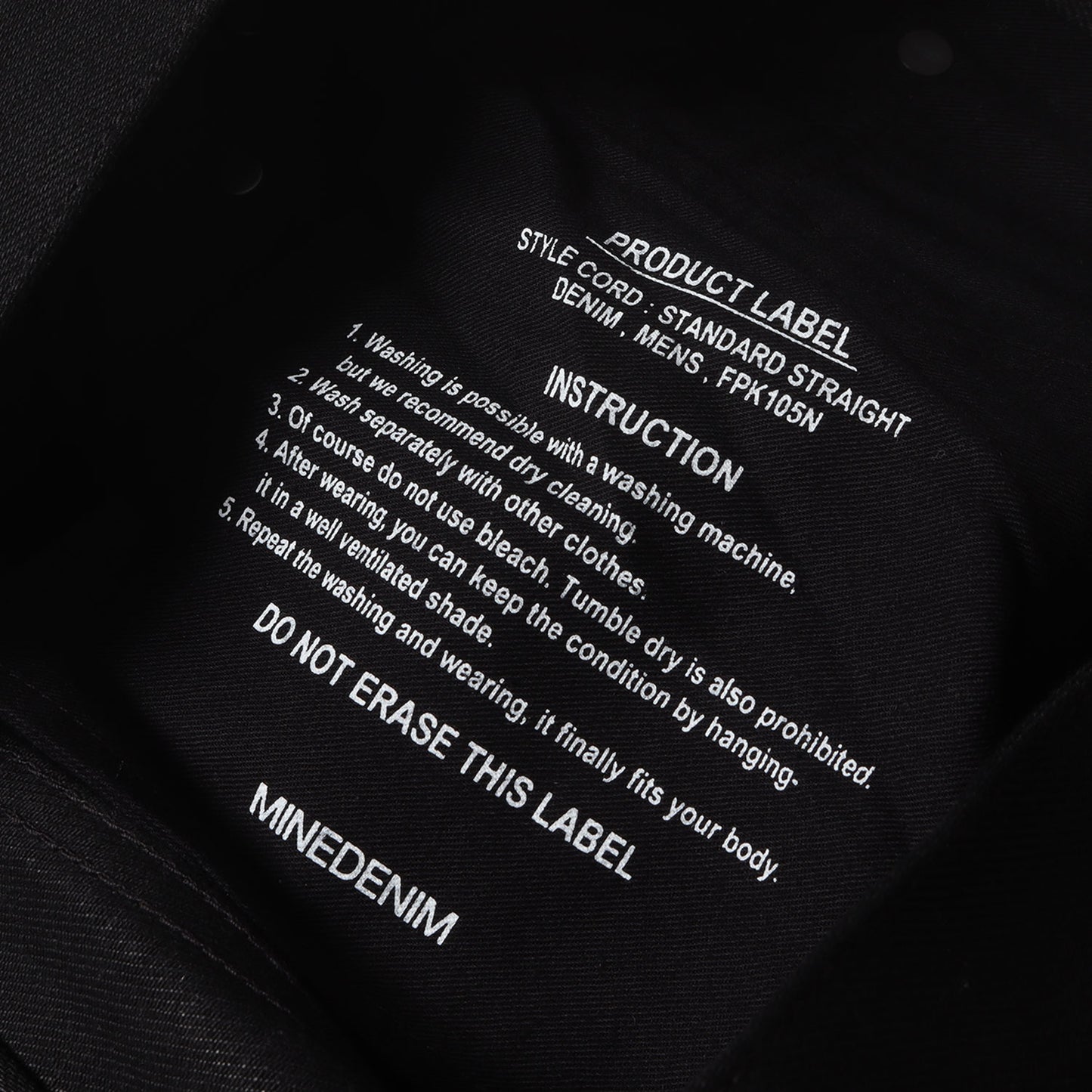 24AW スタンダード ストレート ブラック デニム パンツ (105 Standard Straight RGD FPK105N-99)