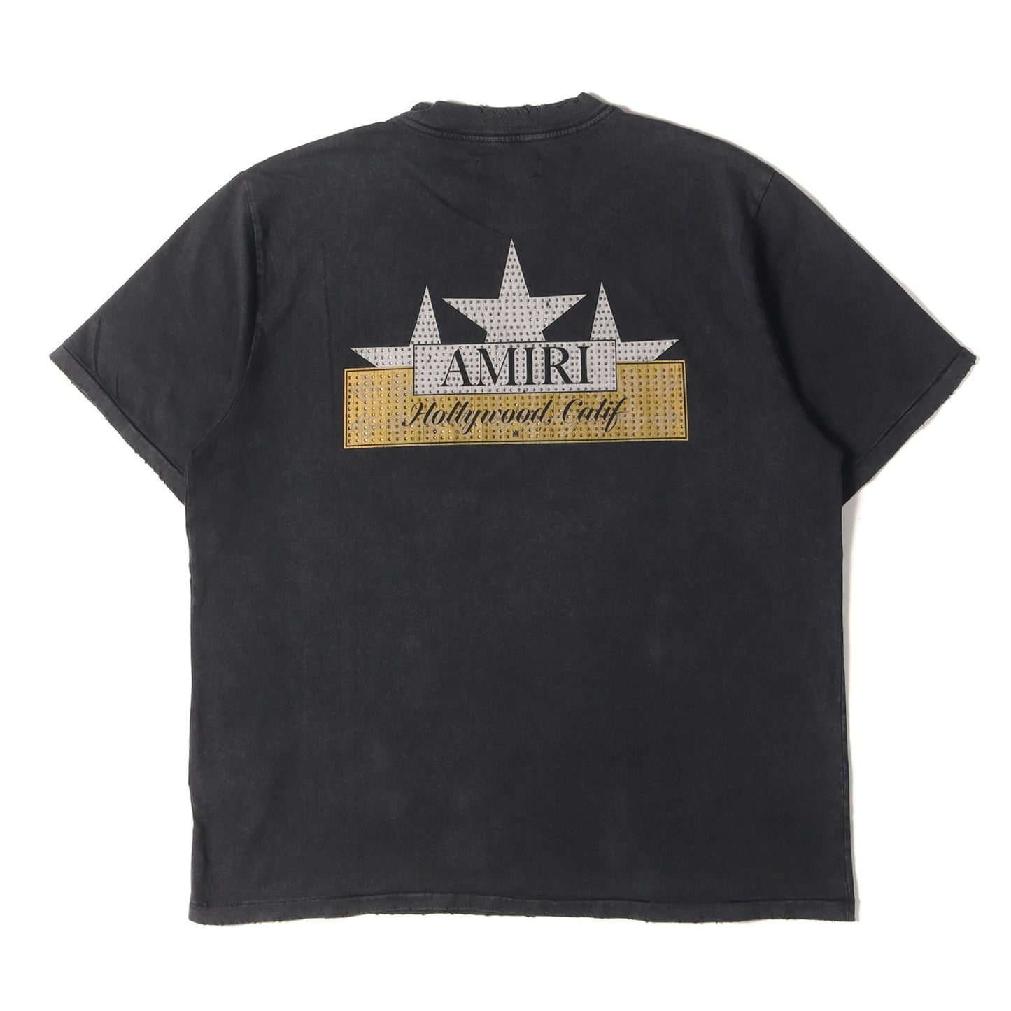 25SS ヴィンテージ加工 ラインストーン ロゴ Tシャツ (VINTAGE AMIRI CRYSTAL STAR TEE AMJYTE1151)