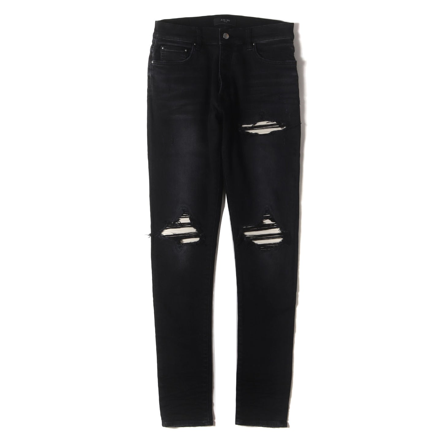 24AW クラッシュ ウルトラスウェード リペア加工 ストレッチ デニム スキニー パンツ (MX1 ULTRASUEDE AMDNSY1055)