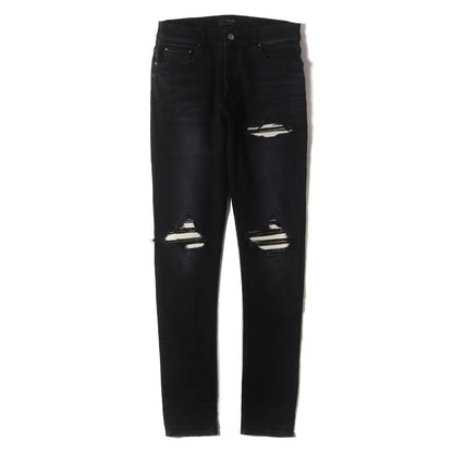 24AW クラッシュ ウルトラスウェード リペア加工 ストレッチ デニム スキニー パンツ (MX1 ULTRASUEDE AMDNSY1055)