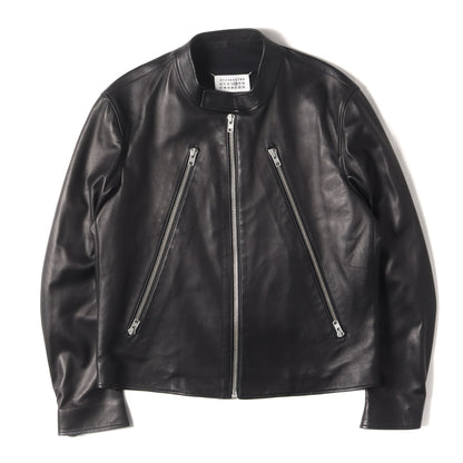22SS 八の字 ラムレザー シングル ライダース ジャケット (5zip Leather Jacket S50AM0489 SY1460)