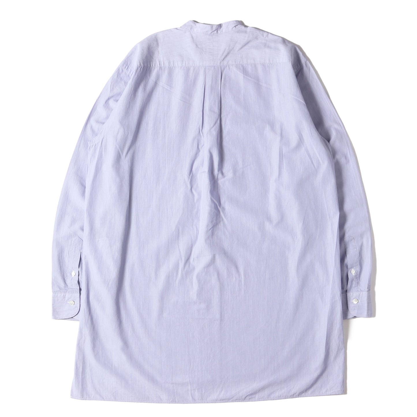 ピンストライプ バンドカラー ロング シャツ (W03-02002)