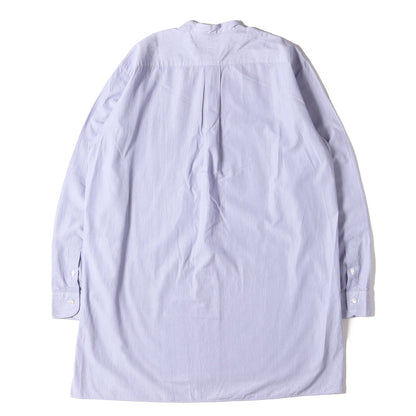ピンストライプ バンドカラー ロング シャツ (W03-02002)