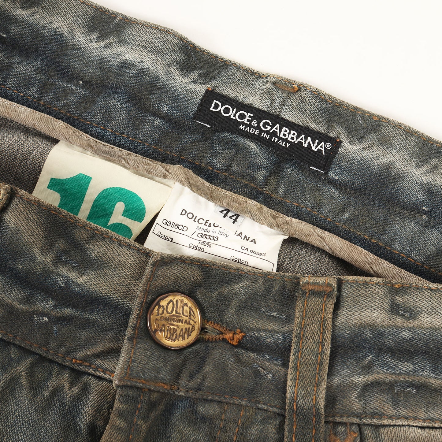 ヴィンテージ加工 バック 刺繍 ストレート デニム パンツ / ボタンフライ 16 CLASSIC