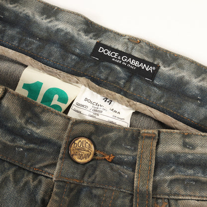 ヴィンテージ加工 バック 刺繍 ストレート デニム パンツ / ボタンフライ 16 CLASSIC