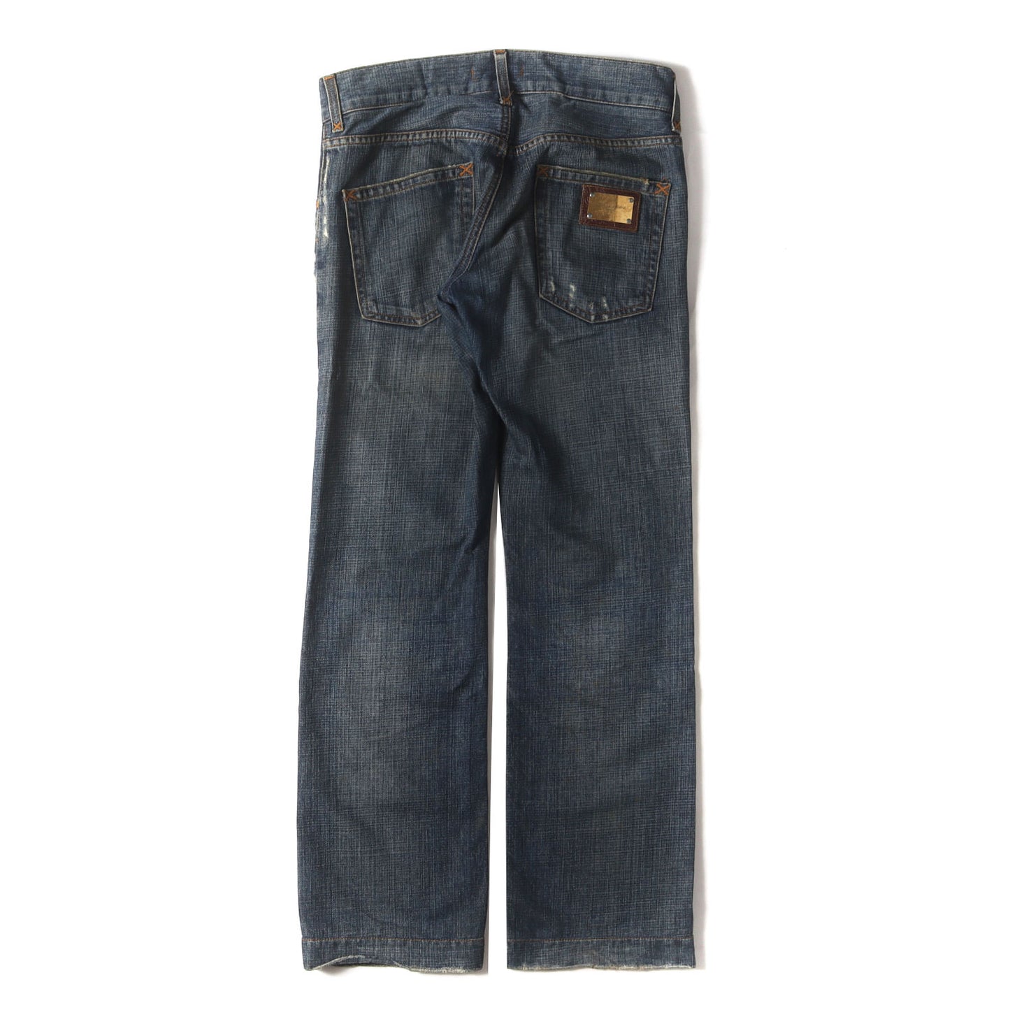 ヴィンテージ ダメージ 加工 バック プレート ストレート デニム パンツ / ジッパーフライ 16 CLASSIC