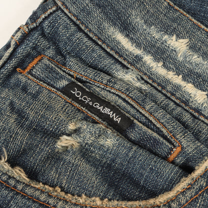 ヴィンテージ ダメージ 加工 バック プレート ストレート デニム パンツ / ジッパーフライ 16 CLASSIC