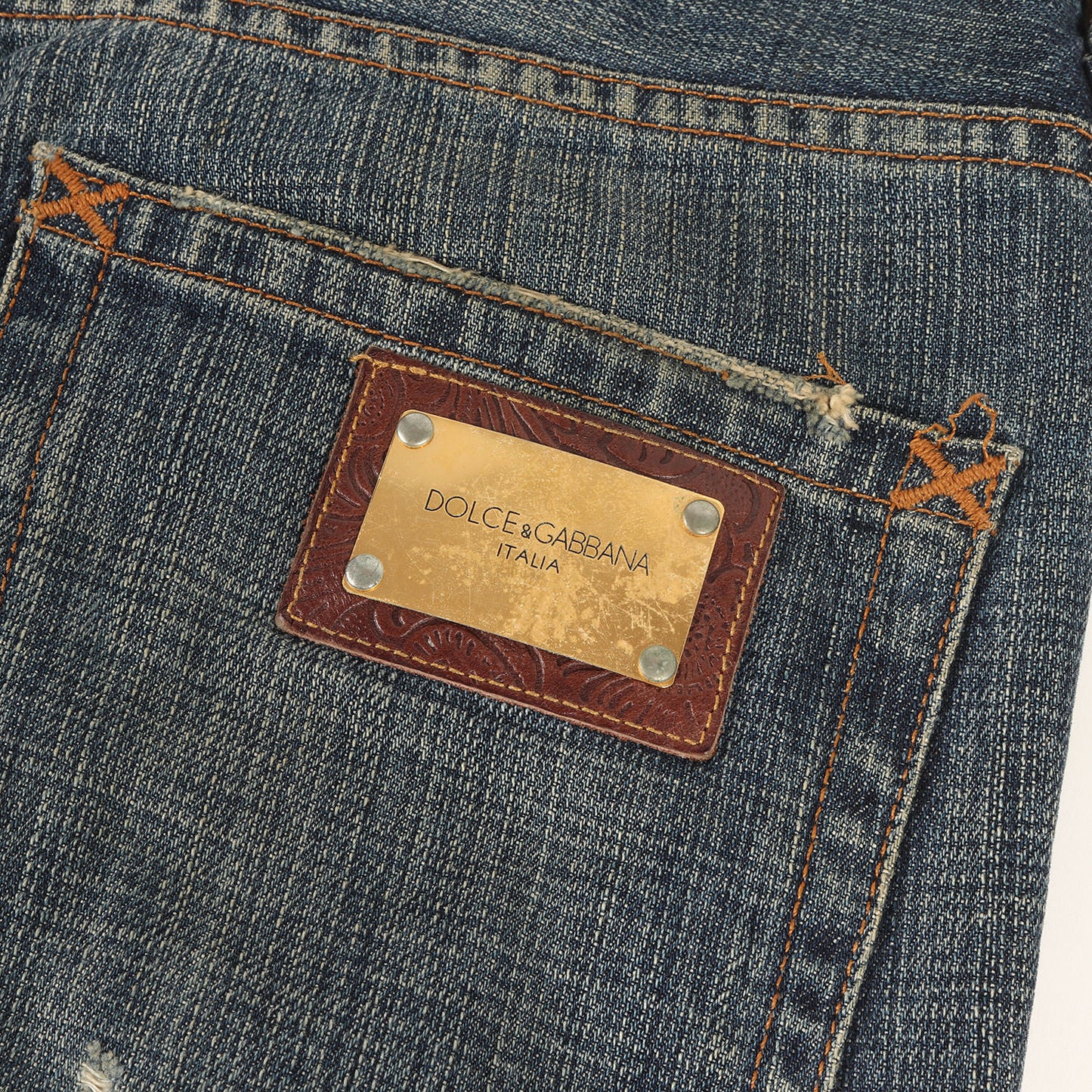 ヴィンテージ ダメージ 加工 バック プレート ストレート デニム パンツ / ジッパーフライ 16 CLASSIC