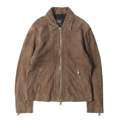 パンチング スウェード ゴートスキン レザー ダブルジップ ブルゾン