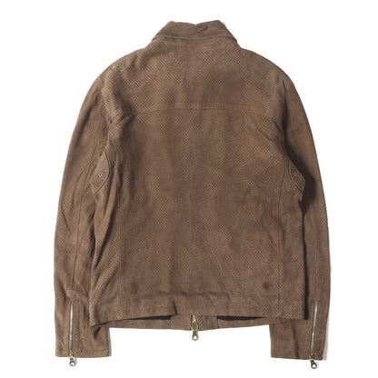 パンチング スウェード ゴートスキン レザー ダブルジップ ブルゾン