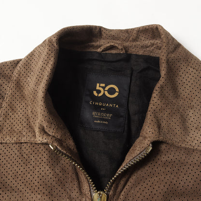 パンチング スウェード ゴートスキン レザー ダブルジップ ブルゾン