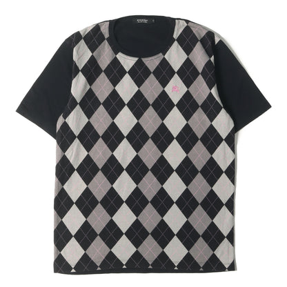 ワンポイント ホースマーク 刺繍 アーガイル 切替 Tシャツ / MADE IN JAPAN