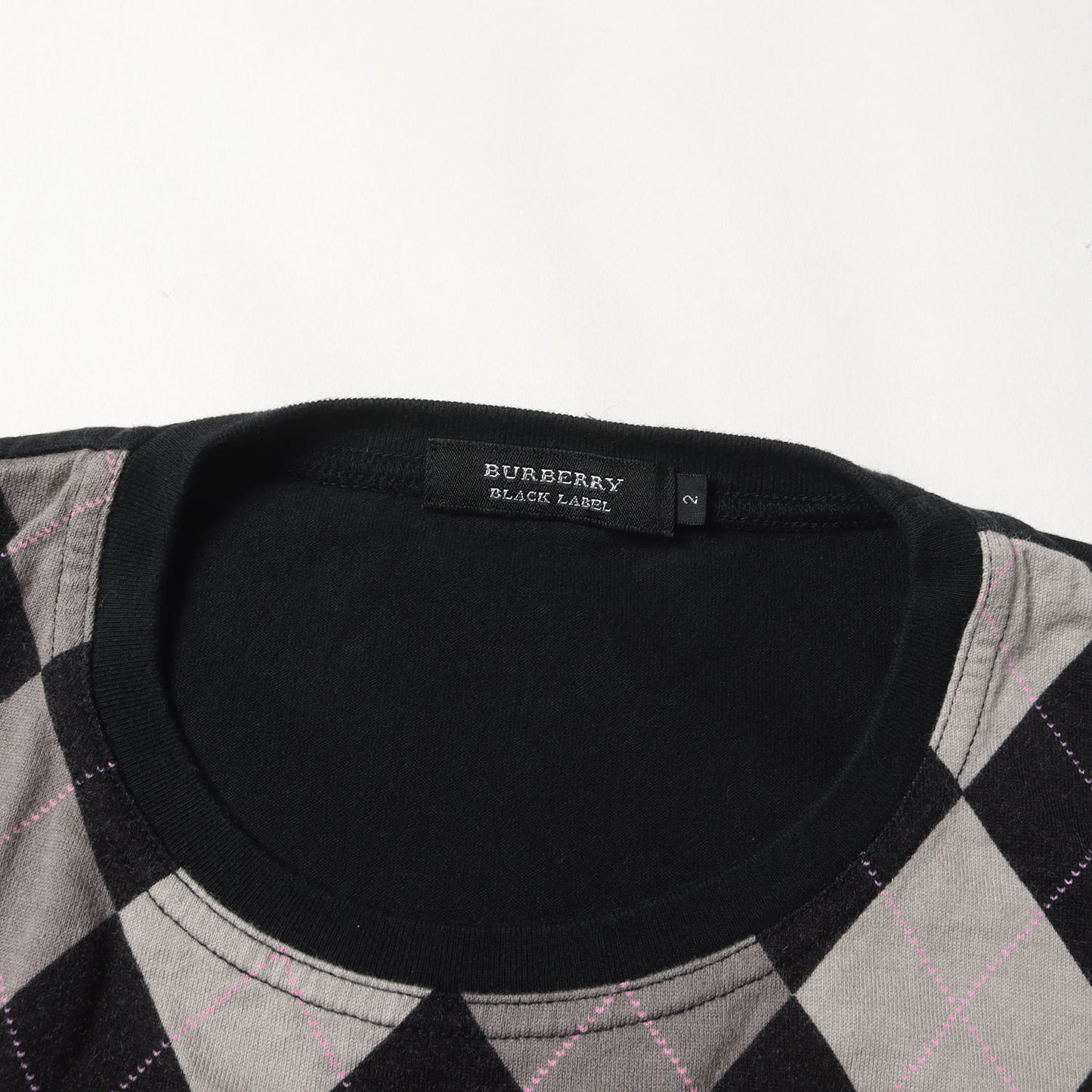 ワンポイント ホースマーク 刺繍 アーガイル 切替 Tシャツ / MADE IN JAPAN