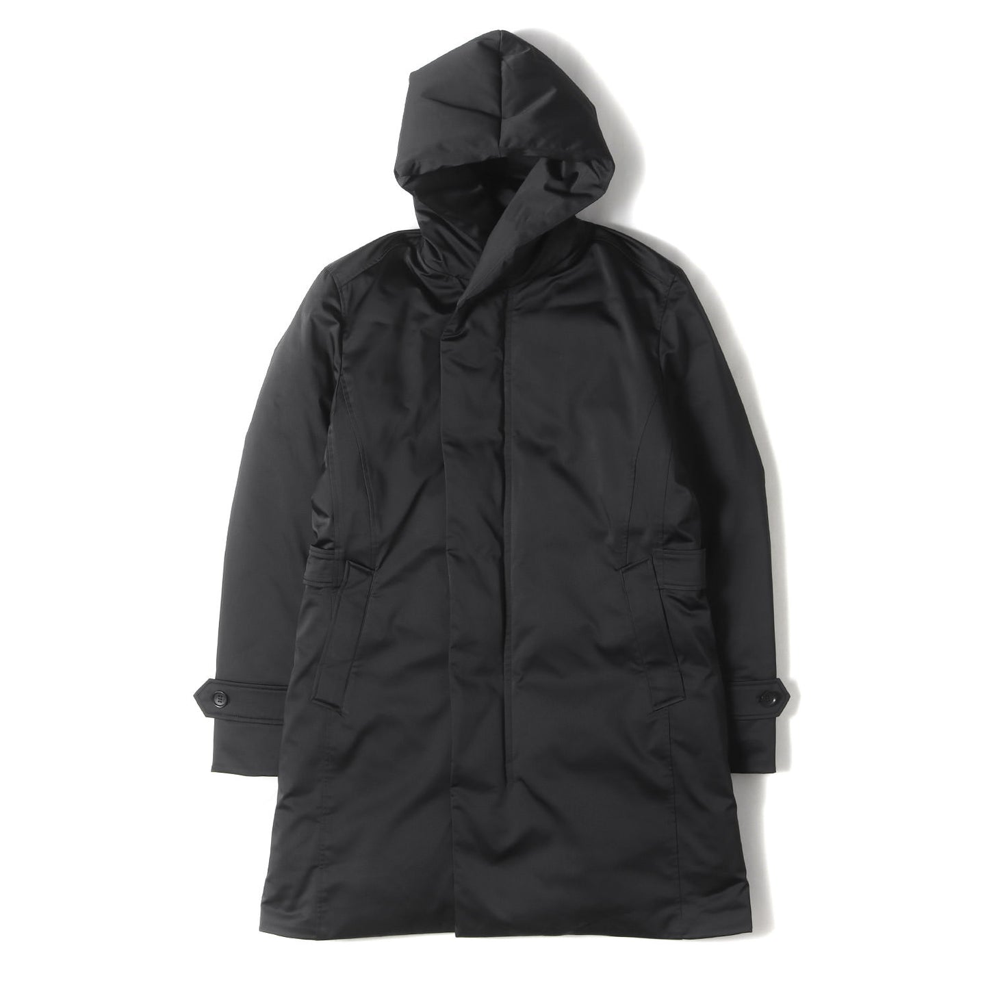 23AW フーデッド ナイロン ラップコート (STRETCH TAFFETA by LIMONTA WRAP HOODED DOWN COAT C085 PET136)