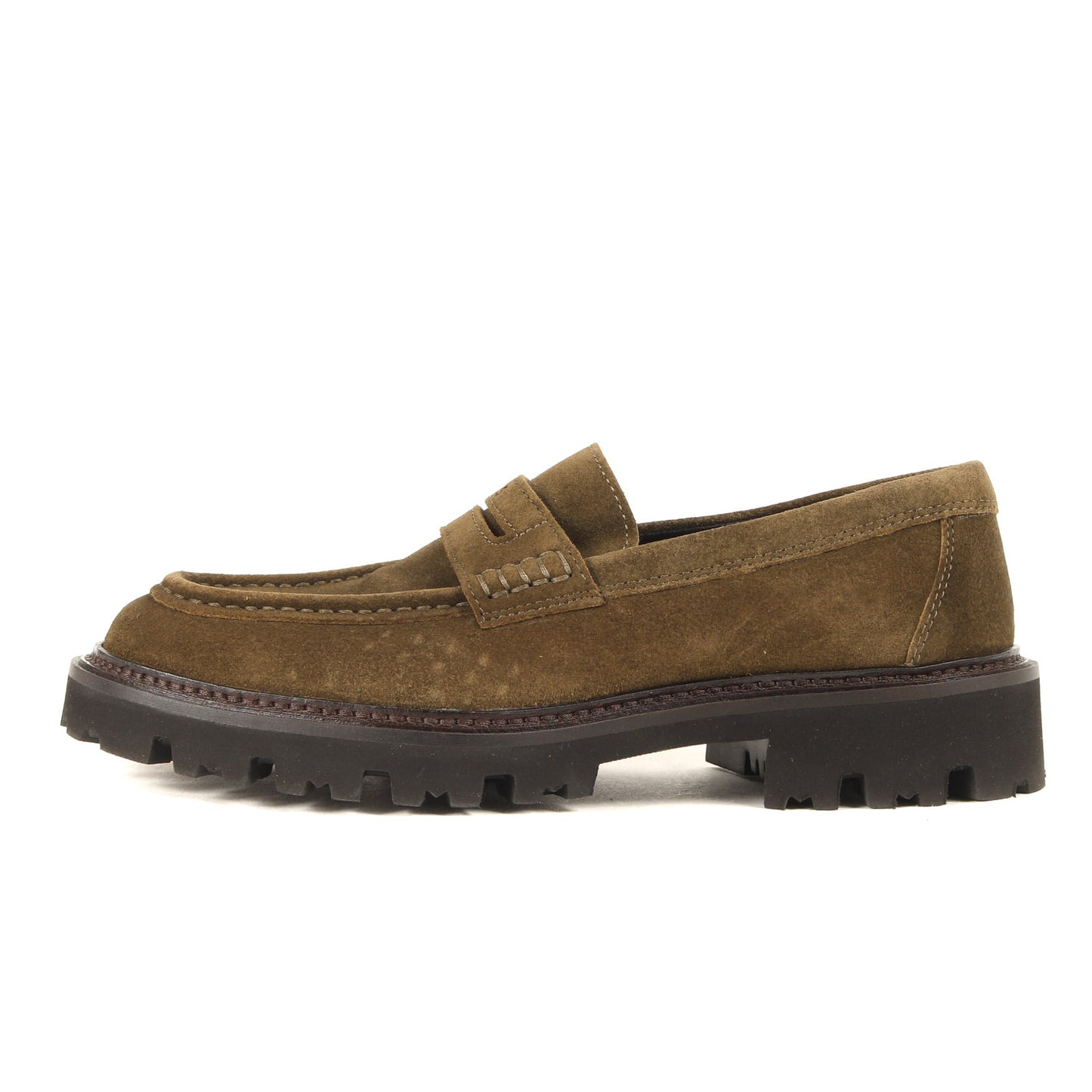 近年モデル タンクソール スウェード コイン ローファー (Suede loafers with penny trim)