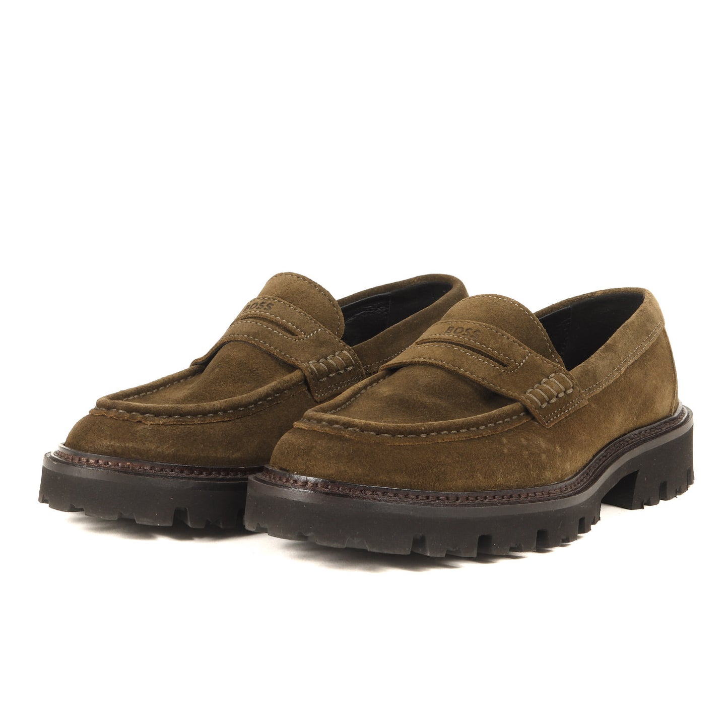 近年モデル タンクソール スウェード コイン ローファー (Suede loafers with penny trim)