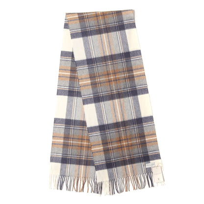 フリンジ タータンチェック カシミヤ ニット マフラー / MADE IN SCOTLAND