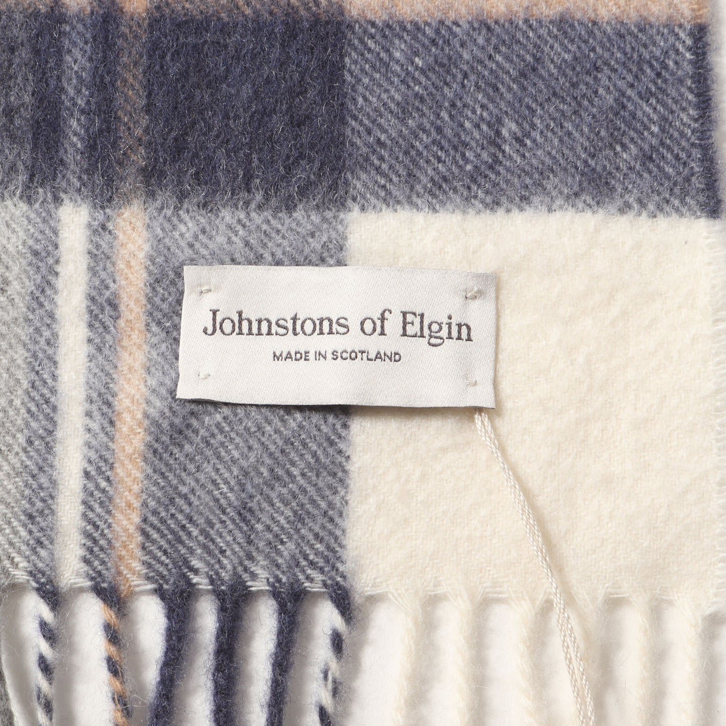 フリンジ タータンチェック カシミヤ ニット マフラー / MADE IN SCOTLAND