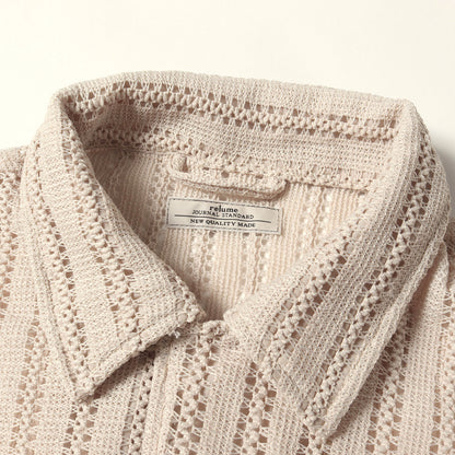24SS ストライプ レース ストレッチ クロシェット シャツ (24-050-464-0240-1-0) / relume