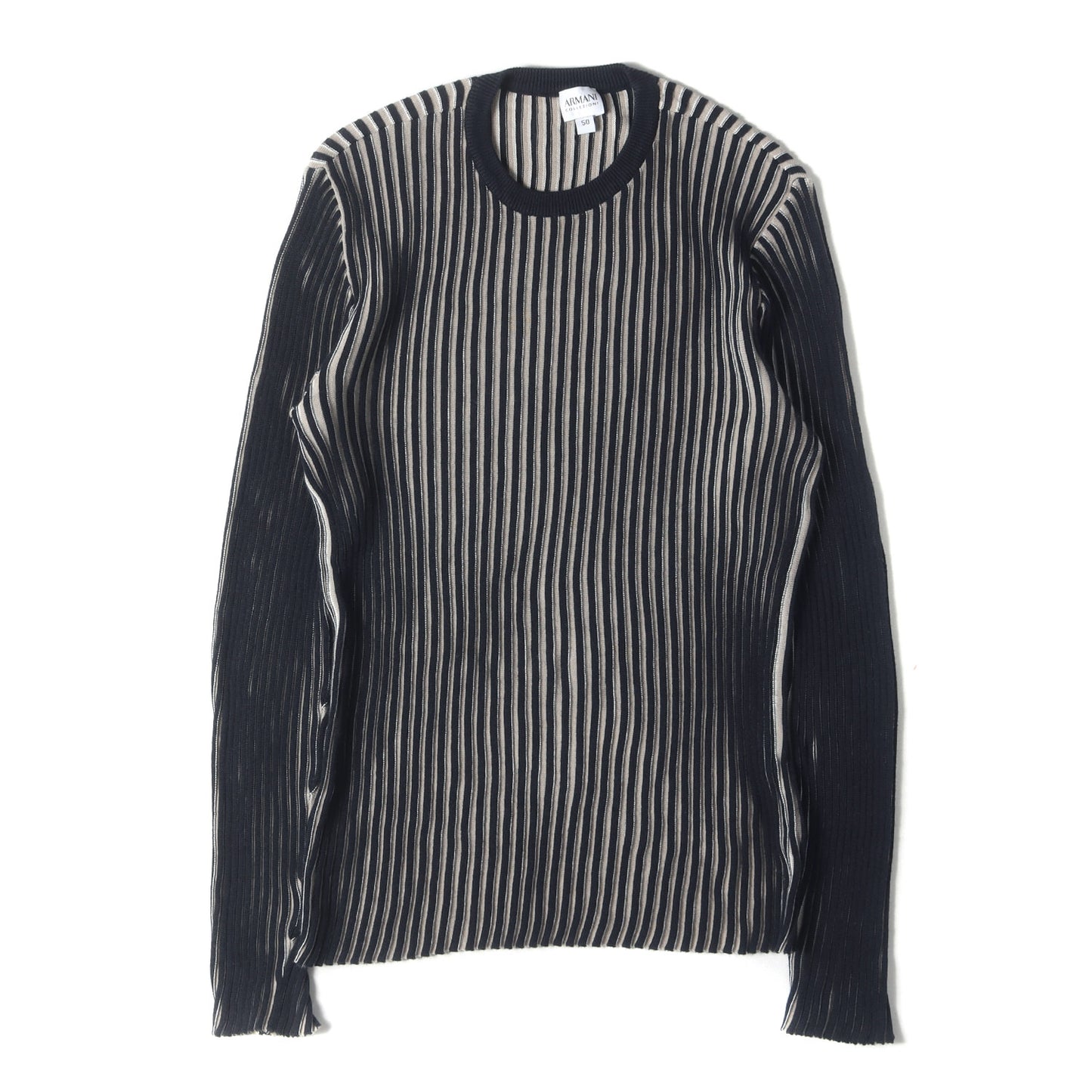 ストライプ ジャガード リンガーネック ニット (Q51030 17)